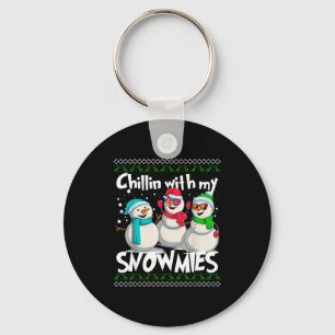 Chillin' With My Snowmies - Ugly Christmas Snowman Key Ring