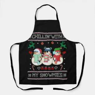 Chillin' With My Snowmies Ugly Christmas Sweater Apron
