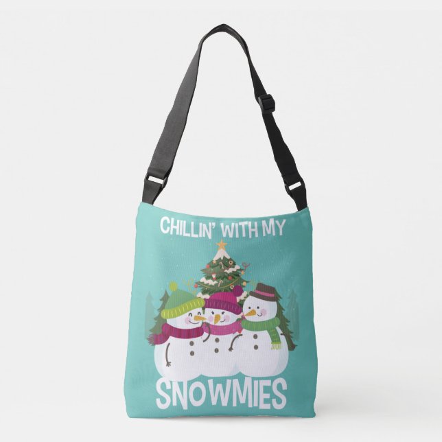 Chillin' With My Snowmies Xmas Snowman Crossbody Bag (Front)