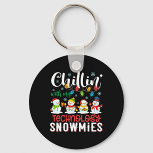Chillin With My Technology Snowmies Light Christma Key Ring