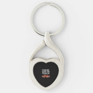 Chillin' With My Turkeys Thanksgiving Season Famil Key Ring