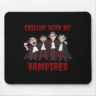 Chillin With My Vampires Halloween Boys Girls Kids Mouse Mat