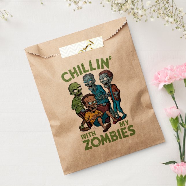 Chillin With My Zombies Halloween Boys Kids Funny Favour Bags (Sealed)