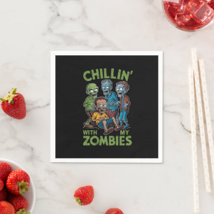 Chillin With My Zombies Halloween Boys Kids Funny Napkin