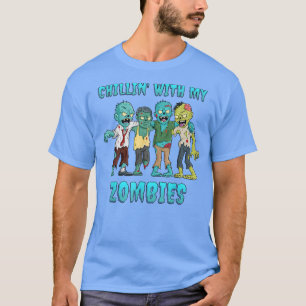 Chillin With My Zombies Halloween Boys Kids Funny T-Shirt