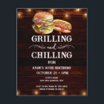 Chilling and Grilling 30th Birthday Invite<br><div class="desc">Grilling and Chilling Birthday Invitations. Easy to personalise. All text is adjustable and easy to change for your own party needs. String lights rustic background elements. Fun Chalkboard swirls and flourishes. Watercolor hamburger and hotdog graphics. Invitations for him. Bar or backyard BBQ birthday design. Any age, just change the text....</div>