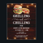 Chilling and Grilling 60th Birthday Invite<br><div class="desc">Grilling and Chilling Birthday Invitations. Easy to personalise. All text is adjustable and easy to change for your own party needs. String lights rustic background elements. Fun Chalkboard swirls and flourishes. Watercolor hamburger and hotdog graphics. Invitations for him. Bar or backyard BBQ birthday design. Any age, just change the text....</div>
