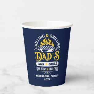Chilling and grilling dad's bar and grill design 3 paper cups