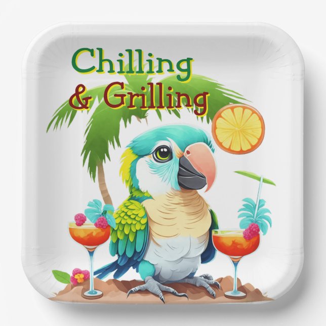 Chilling And Grilling  Paper Plate (Front)