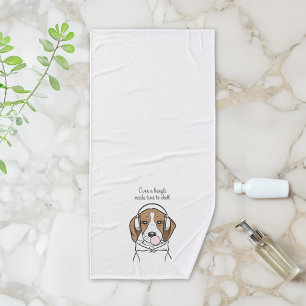 Chilling Beagle with Bubblegum Cute Funny Dog Bath Towel Set