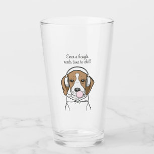 Chilling Beagle with Bubblegum Cute Funny Dog Glass
