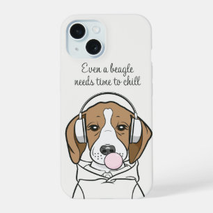 Chilling Beagle with Bubblegum Cute Funny Dog iPhone 15 Case