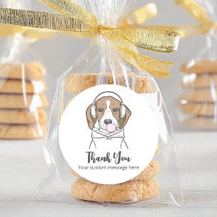 Chilling Beagle with Bubblegum Funny Dog Thank You Classic Round Sticker