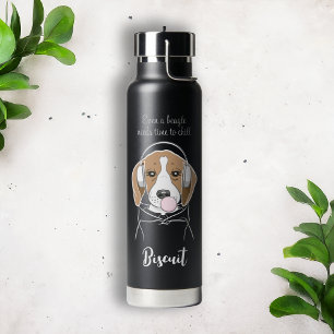 Chilling Beagle with Bubblegum Funny Dog Water Bottle
