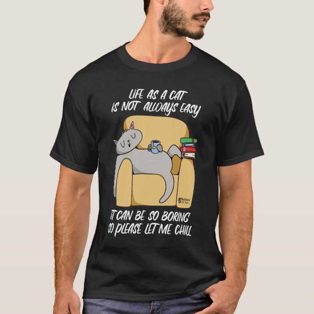 Chilling Cat Men Black T-Shirt (Front)
