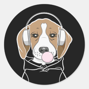 Chilling Dog with Bubblegum Cute Funny Beagle Classic Round Sticker