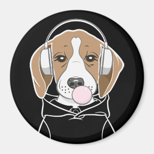 Chilling Dog with Bubblegum Cute Funny Beagle Magnet