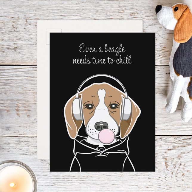 Chilling Dog with Bubblegum Cute Funny Beagle Postcard (Creator Uploaded)