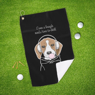 Chilling Dog with Bubblegum Funny Beagle Golf Towel