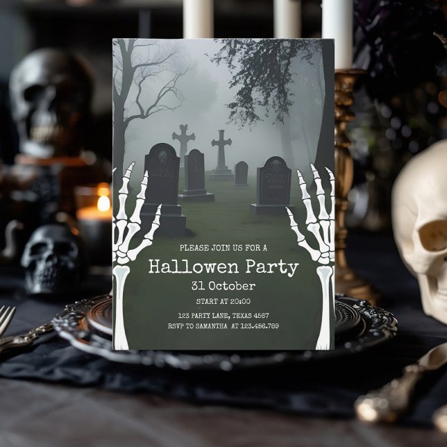 Chilling Graveyard Halloween Party Holiday Card (Creator Uploaded)