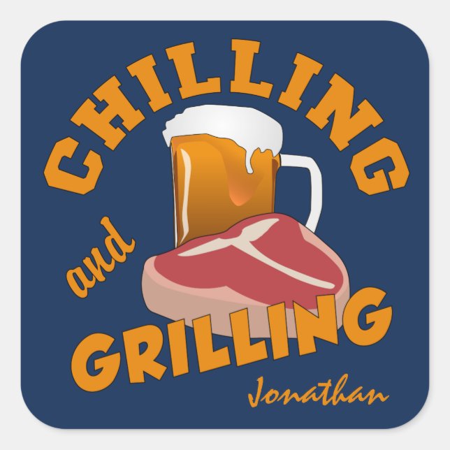 Chilling & Grilling custom name stickers (Front)