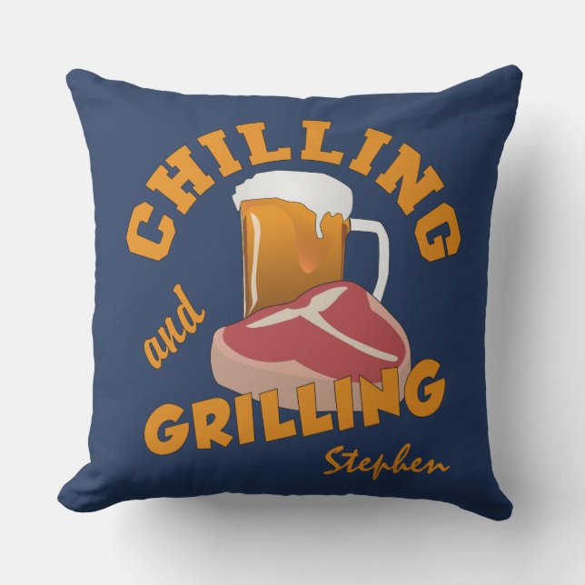 Chilling & Grilling custom name throw pillows (Front)