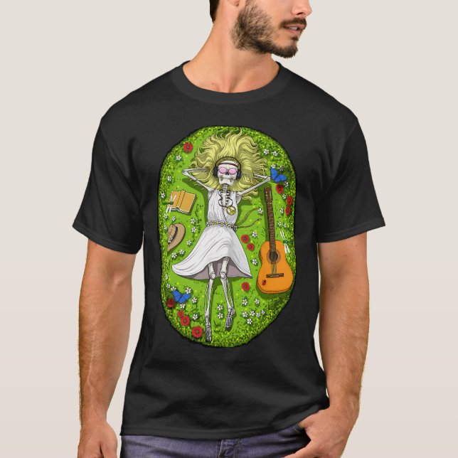 Chilling Hippie Skeleton T-Shirt (Front)