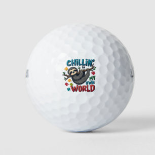 Chilling in My World Sloth Autism Awareness  Golf Balls