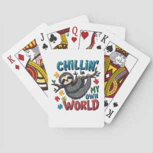 Chilling in My World Sloth Autism Awareness  Playing Cards