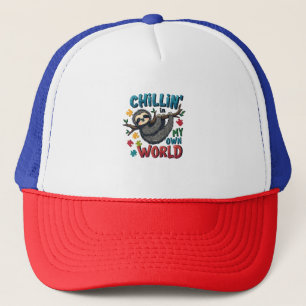 Chilling in My World Sloth Autism Awareness  Trucker Hat