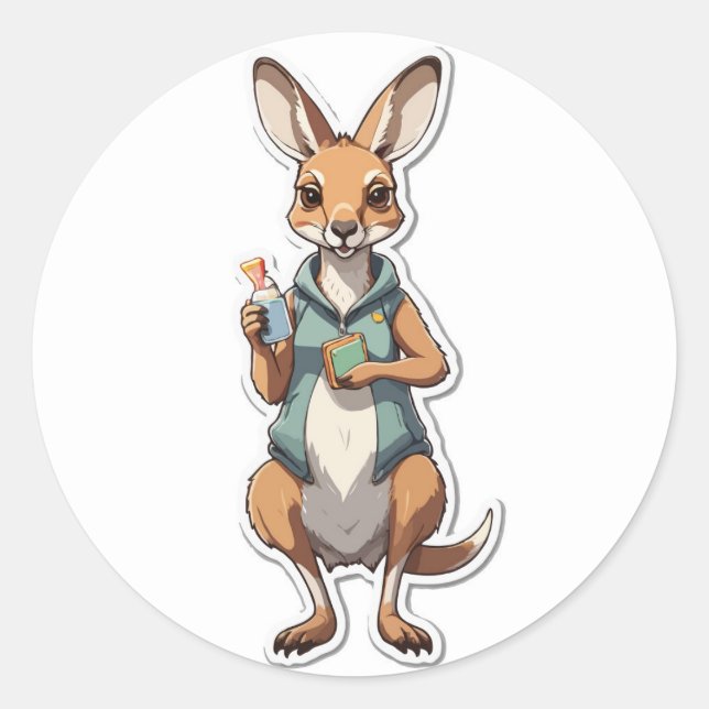 Chilling Kangaroo Sticker - Relaxed and Playful (Front)