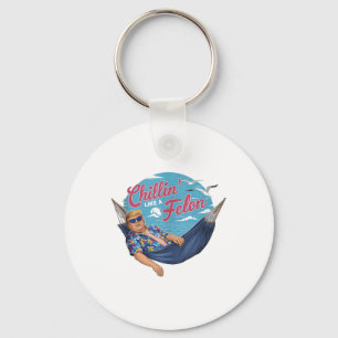 Chilling Like A Felon Funny Trump Summer Beach Usa Key Ring