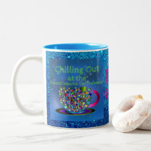 Chilling Out at the MoonDreams Coffeehouse Two-Tone Coffee Mug