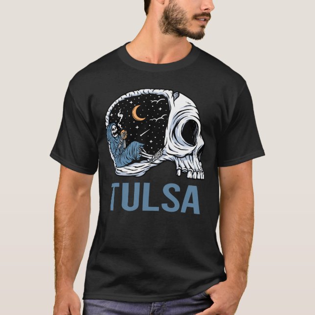 Chilling Skeleton - Tulsa T-Shirt (Front)