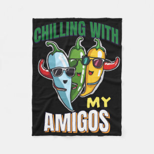 Chilling With My Amigos Cinco De Mayo Chilly Peppe Fleece Blanket