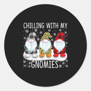 Chilling With My Gnomies Funny Group Of Gnomes Chr Classic Round Sticker