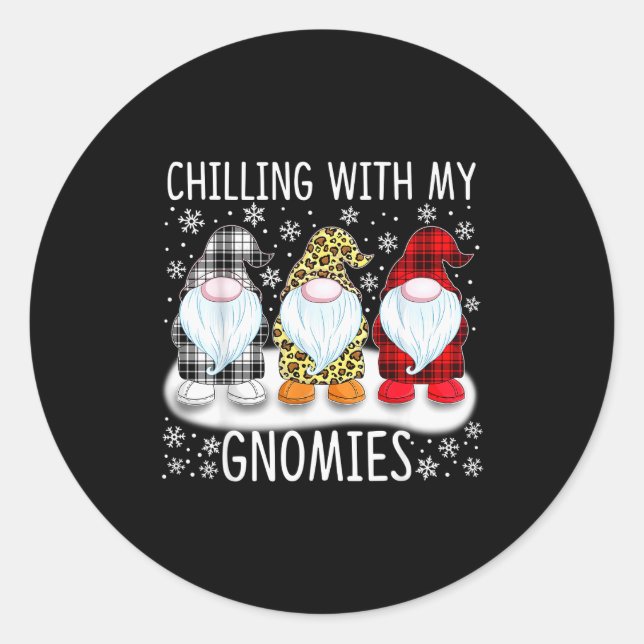 Chilling With My Gnomies Funny Group Of Gnomes Chr Classic Round Sticker (Front)