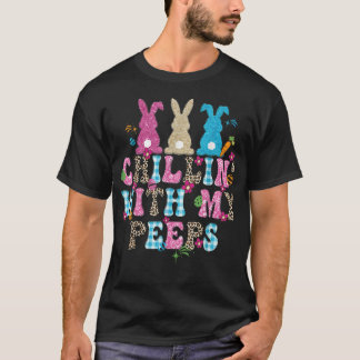 Chilling' with my Peeps Bunny Rabbit Leopard Plaid T-Shirt