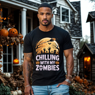 Chilling with My Zombies Scary Halloween Night T-Shirt