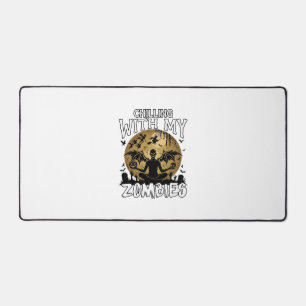 Chilling Zombies Halloween Winged Demon Moon Grave Desk Mat