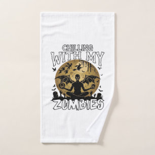 Chilling Zombies Halloween Winged Demon Moon Grave Hand Towel