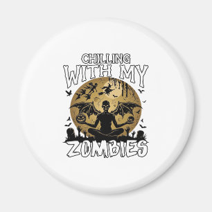 Chilling Zombies Halloween Winged Demon Moon Grave Magnet
