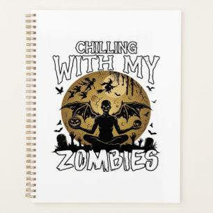 Chilling Zombies Halloween Winged Demon Moon Grave Planner