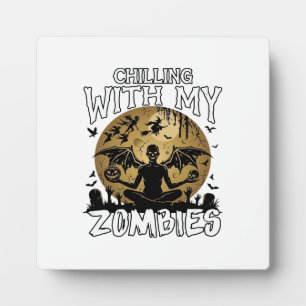 Chilling Zombies Halloween Winged Demon Moon Grave Plaque