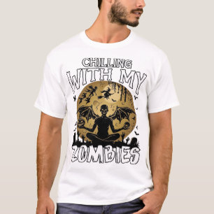 Chilling Zombies Halloween Winged Demon Moon Grave T-Shirt