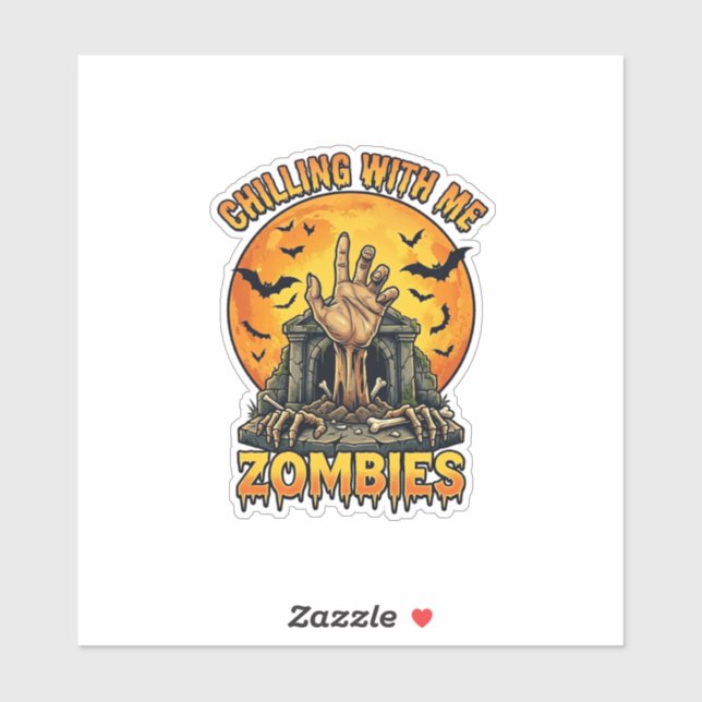 Chilling Zombies Hand Tombstone Full Moon Bats (Sheet)
