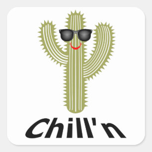 Chill'n Cactus Design - Square Stickers, Matte, Sm Sticker