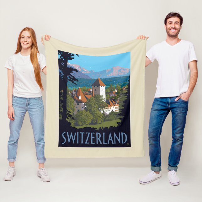 Chillon Castle | Switzerland Fleece Blanket (In Situ)