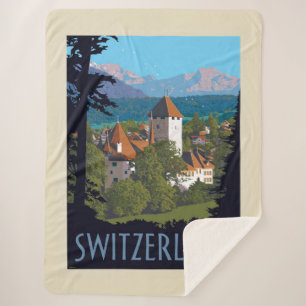 Chillon Castle Switzerland Sherpa Blanket