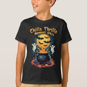 Chills Thrills and Midnight Spills Halloween Vibes T-Shirt